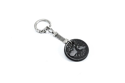 Shungite Keychain engraving Tree of life EMF protection made in Karelia C60