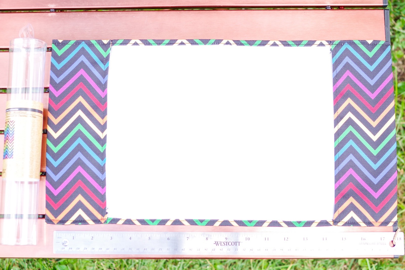 Rainbow Zig Zag Pattern Fabric Book Cover - Small Table Runner