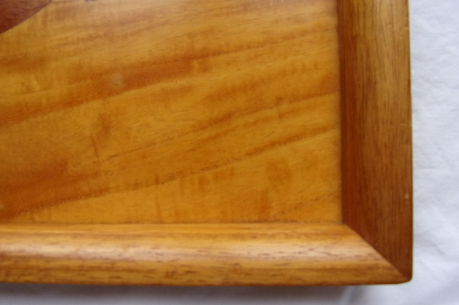 Vintage Marquetry Wood Inlay Frame Tray Floral Single Rose Design