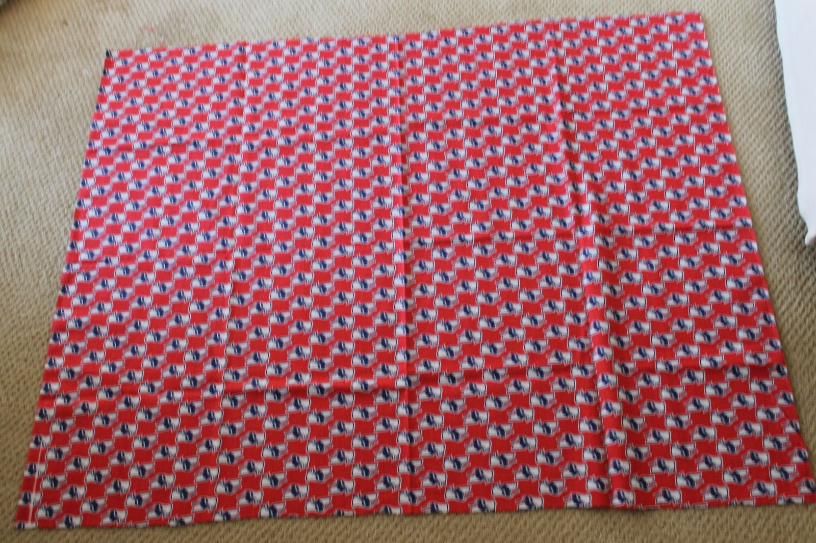 Vintage Novelty Red White Blue Saddle Shoe Fabric 36