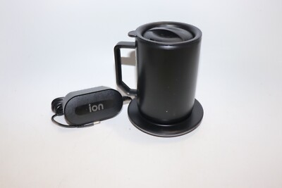 New Auto Warmer Ion mug and charging coaster (Black)  12 oz Stainless Steel Base