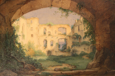 Georg Theodor Huth (1821-1896) Ruine Königstein Taunus Aquarell Tusche 1843