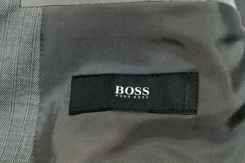 Pre-owned Hugo Boss "halsey2/merill2" Men's 100% Wool Gray Striped Two Button Suit