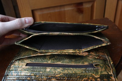 Brown Leather Egyptian Hieroglyphic Embossed Gold Wallet Travel Souvenir