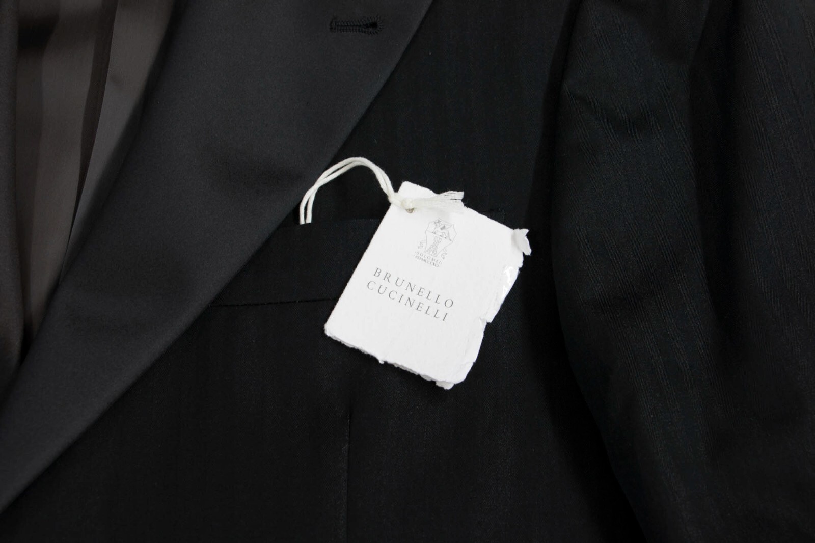 Pre-owned Brunello Cucinelli $5495  Men's Herringbone Formal Tuxedo Jacket A238 In Black