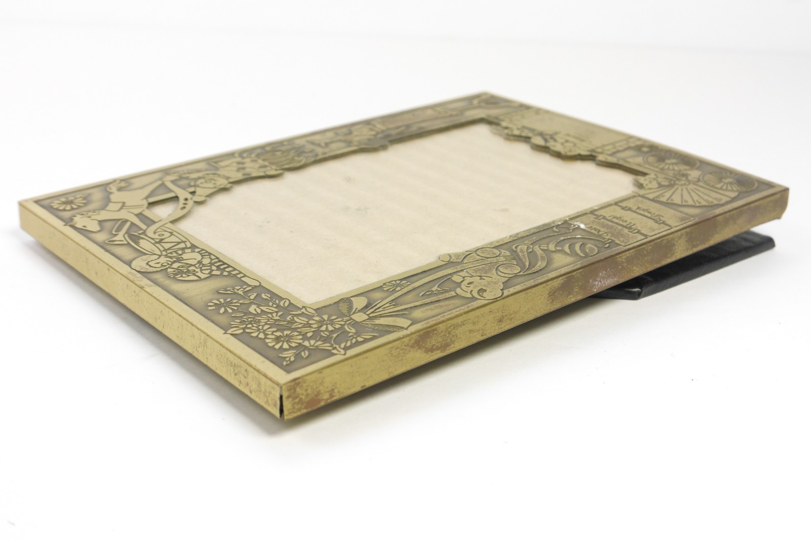 Vtg Baby Photo Picture Frame Embossed Brass Traditions Made USA Toys Engravable