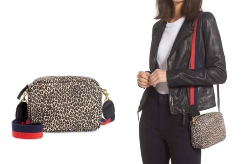 NEW!  CLARE V Midi Sac Suede Mini Leopard Print Shoulder/ Crossbody Bag w Strap