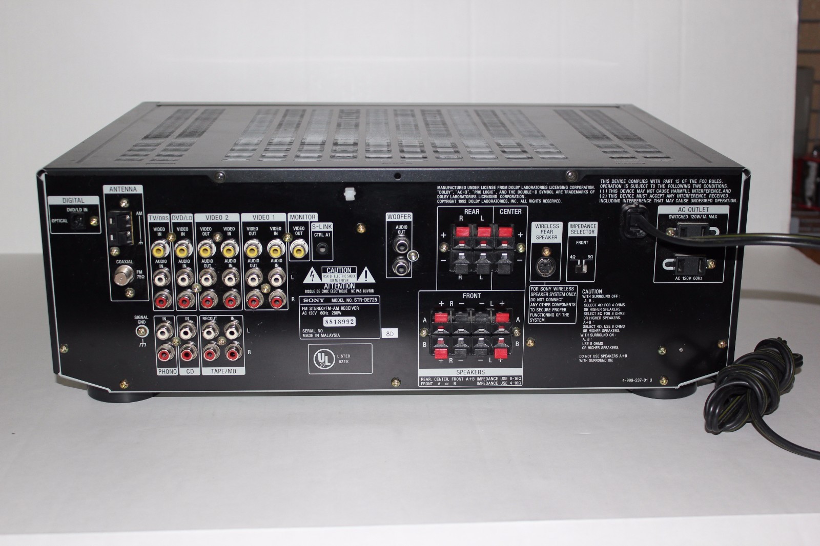 Sony STR DE725 5.1 Channel 500 Watt Receiver Digital Dolby Pro Logic for Repair