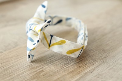 Cream and Blue Bow Tie w/Yellow Boys Size 5-10 Years Adjustable Organic Bowtie