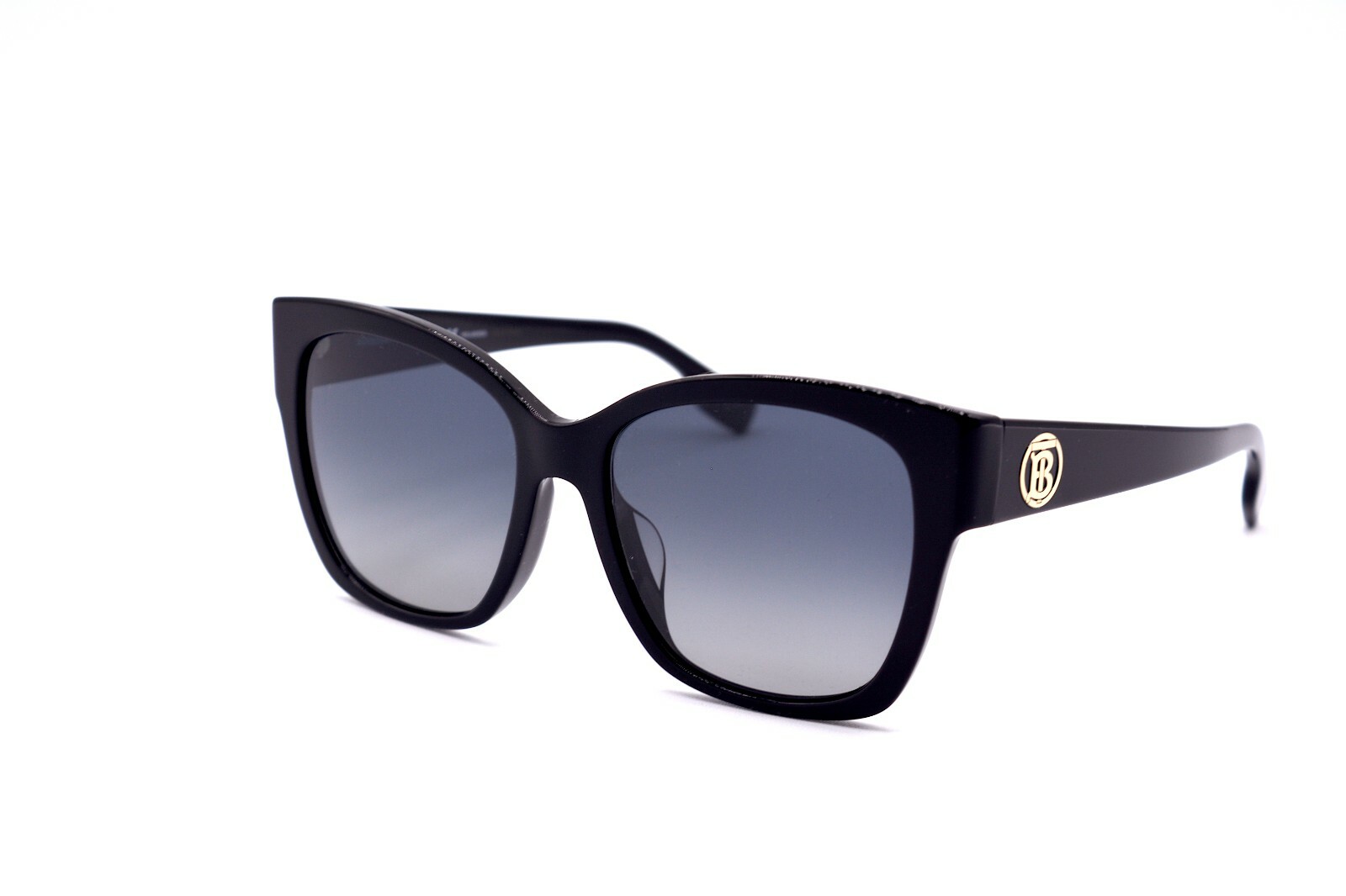 Pre-owned Burberry Be4345f Black Grey Polarized Lens Authentic Sunglasses 56-17 In Gray