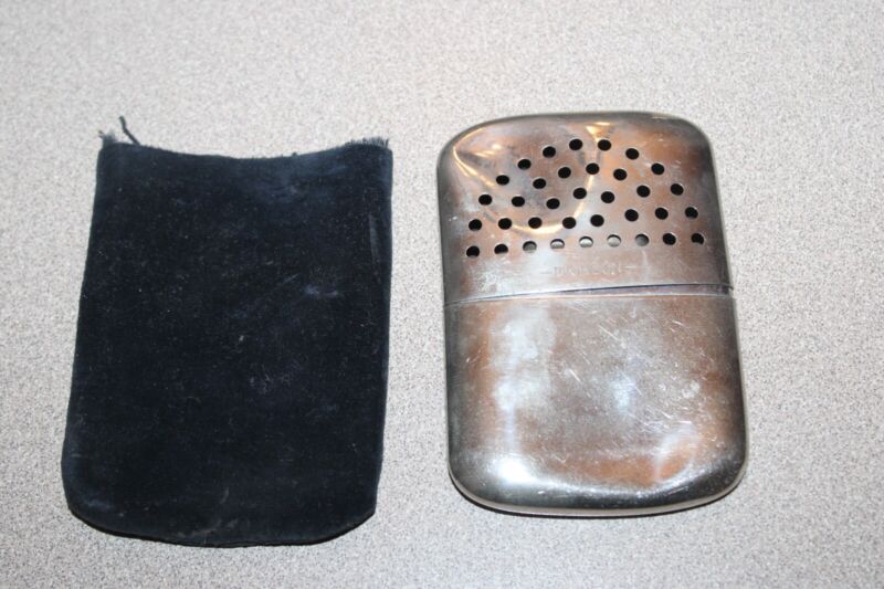 Vintage Dickson Chrome Pocket Hand Warmer Made in Japan Untested With Felt Pouch