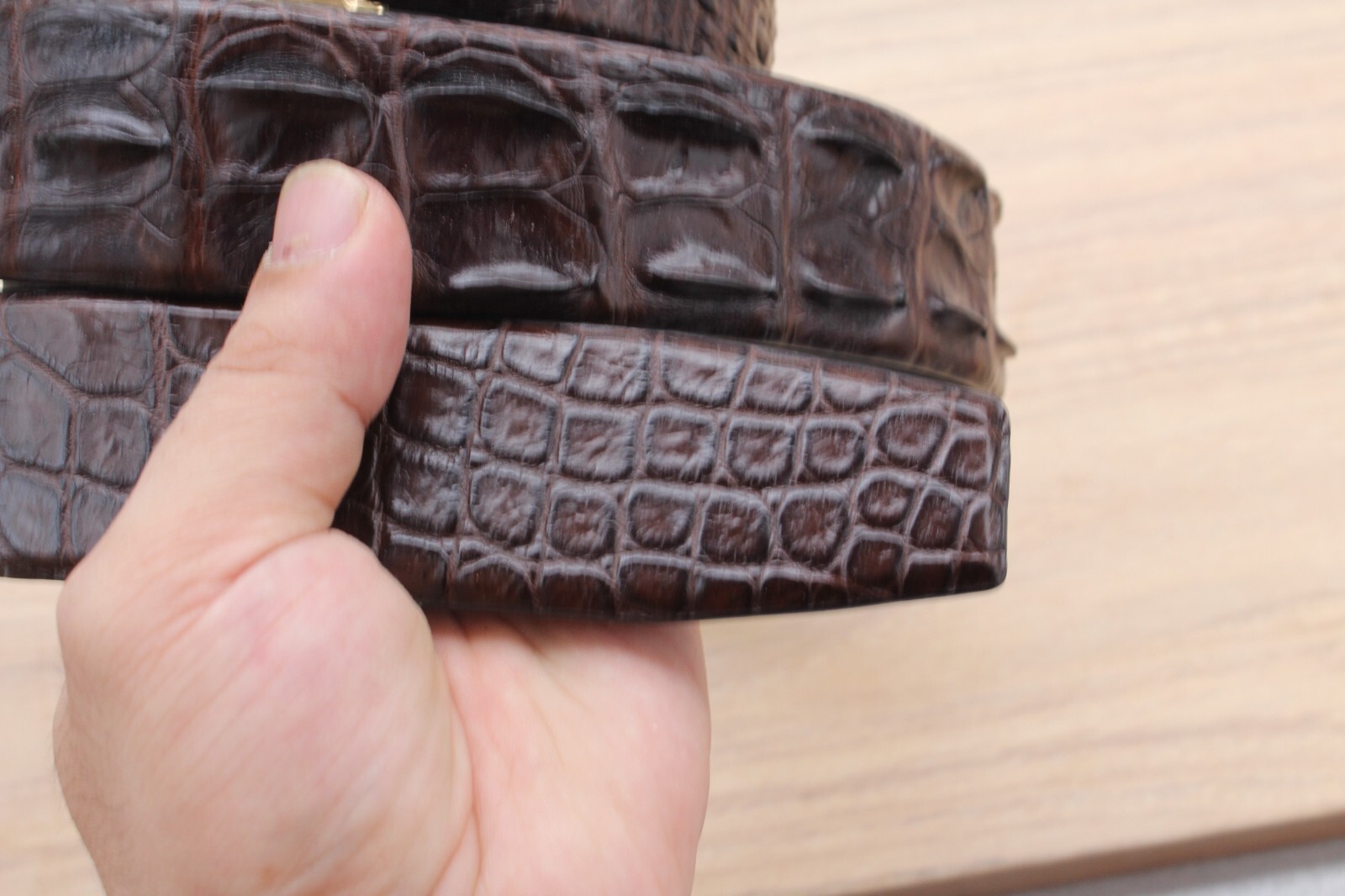 Brown Real Alligator CROCODILE Hornback Leather SKIN Men's Belt - W 1.5"