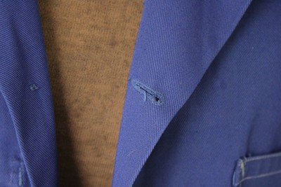 Jacket Vintage French blue button up Work wear heavy fabric 1980's lab coat