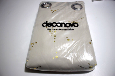 DECONOVO BLACKOUT CURTAIN PANELS LIGHT BEIGE GOLD FOIL SPOT PRINT 52'' X 95''