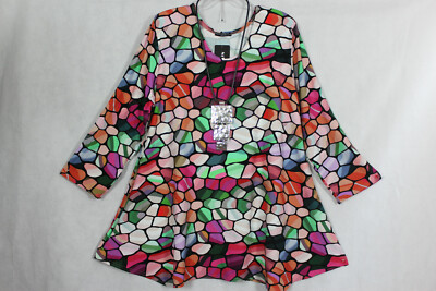 New Jersey Traum🧡Eyecatcher Tunika Shirt Kleid A-Linie BUNT Gr.3XL 48/50