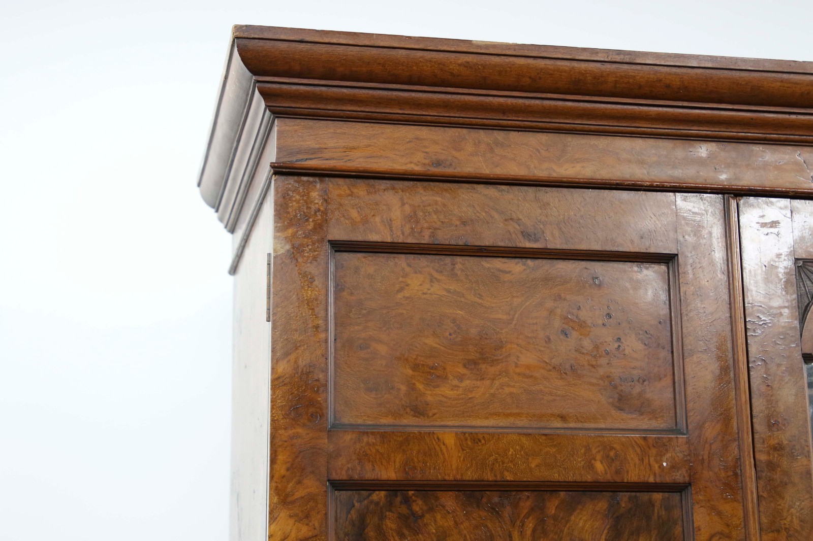 Elegant English Gentleman's Wardrobe  Armoire Closet Magnificent Burled Walnut