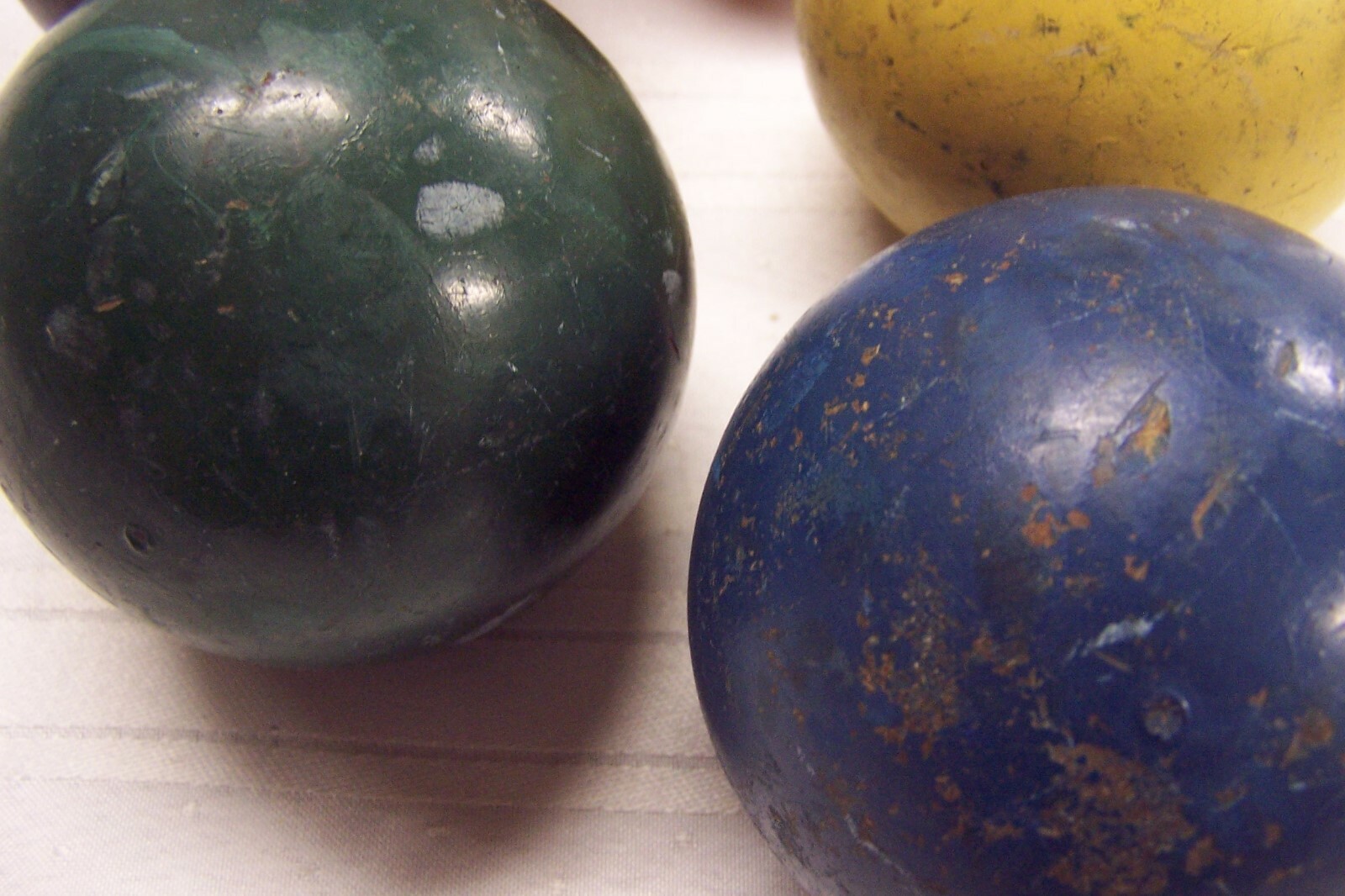 Antique Vintage Set of 5 Solid Color Painted Wooden Croquet Balls
