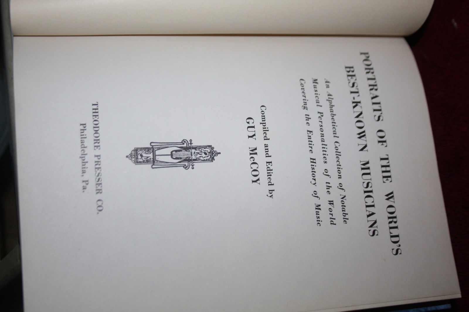 MUSIC-Portraits of the World's Best-Known Musicians by Guy McCoy, Hardcover 1946