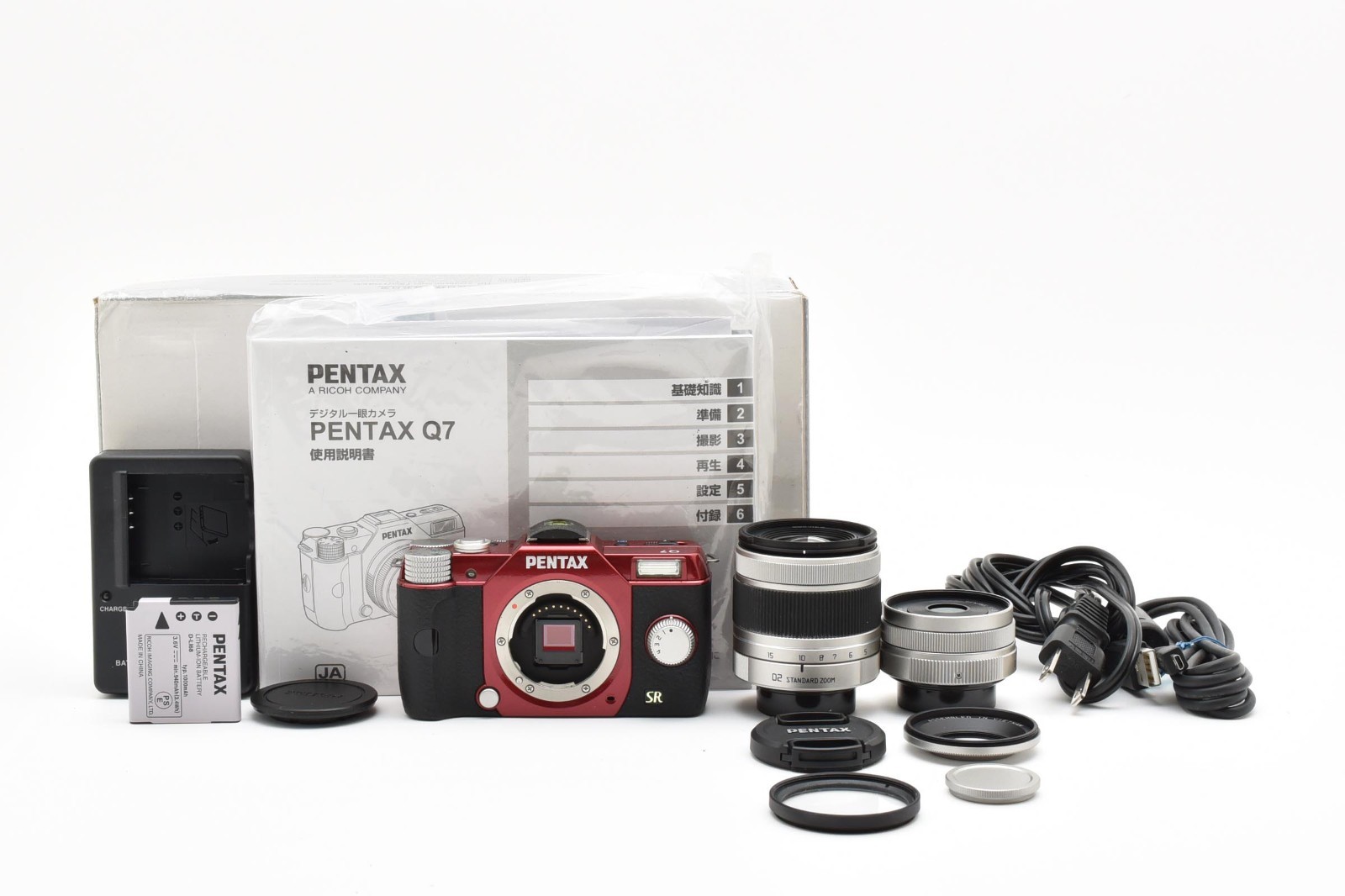 PENTAX Q7 Digital Camera Original Red [Mint] & Double Lens