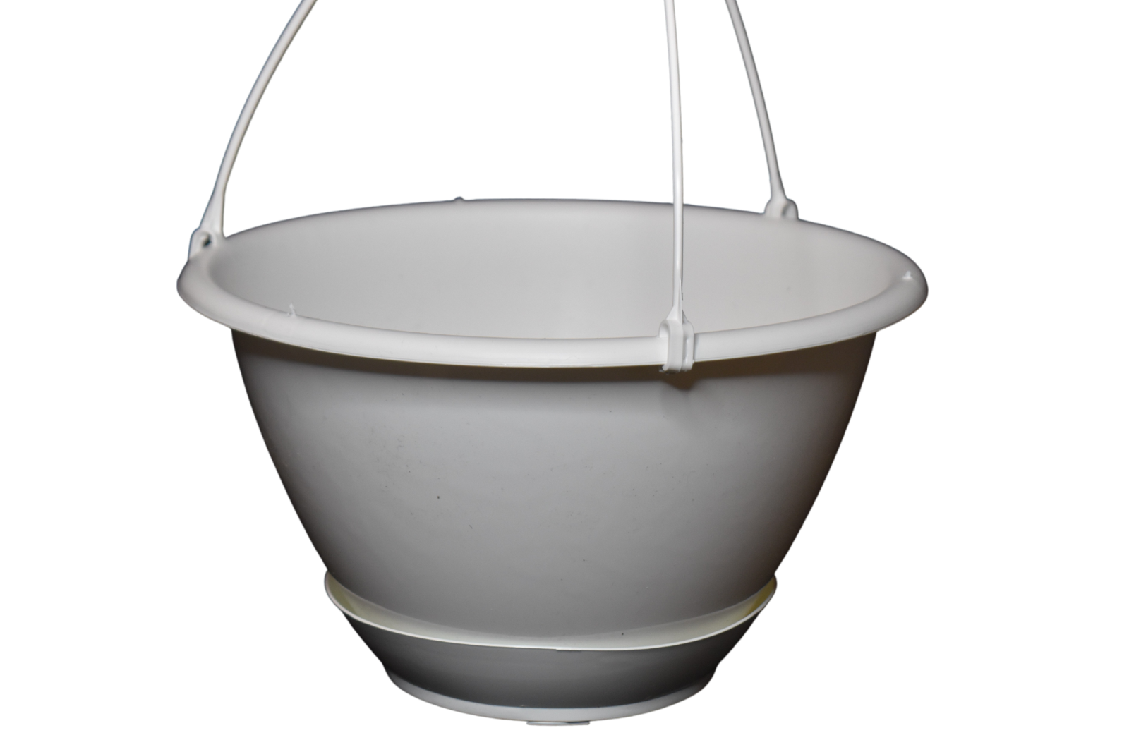 8" White Plastic Hanging Basket with Saucer- Set of 5 -KOBA Indoor Outdoor pot