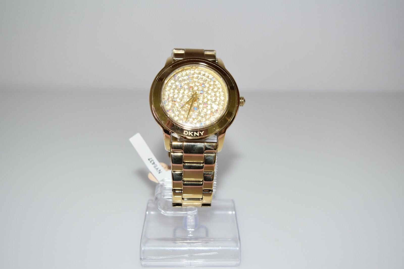 New DKNY Authentic Gold Tone SS Dial Stone Oversized NY8437