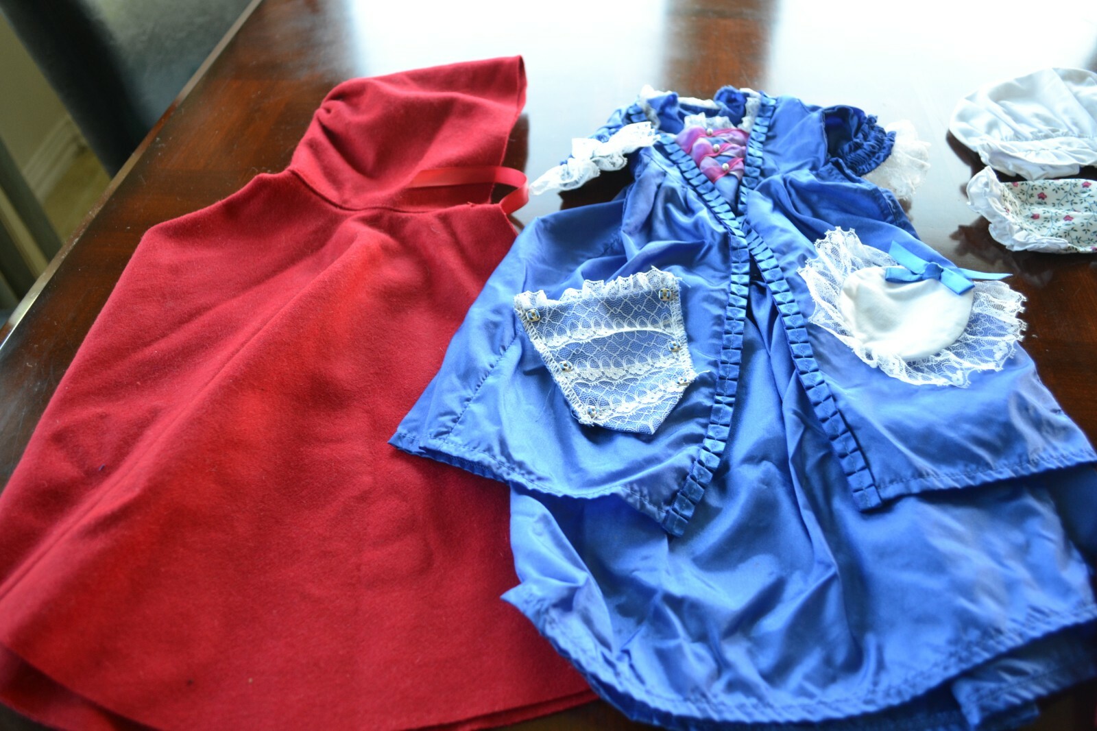 American Girl Felicity's School Outfit, Red Cape, & Holiday Dress