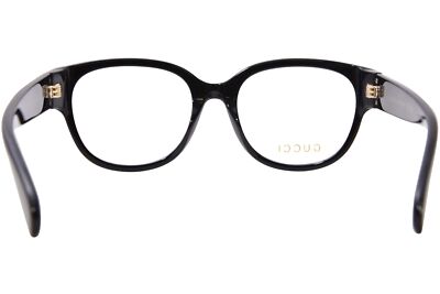 Pre-owned Gucci Gg1411o 004 Eyeglasses Frame Women's Black/gold Full Rim Square Shape 53mm In Demo