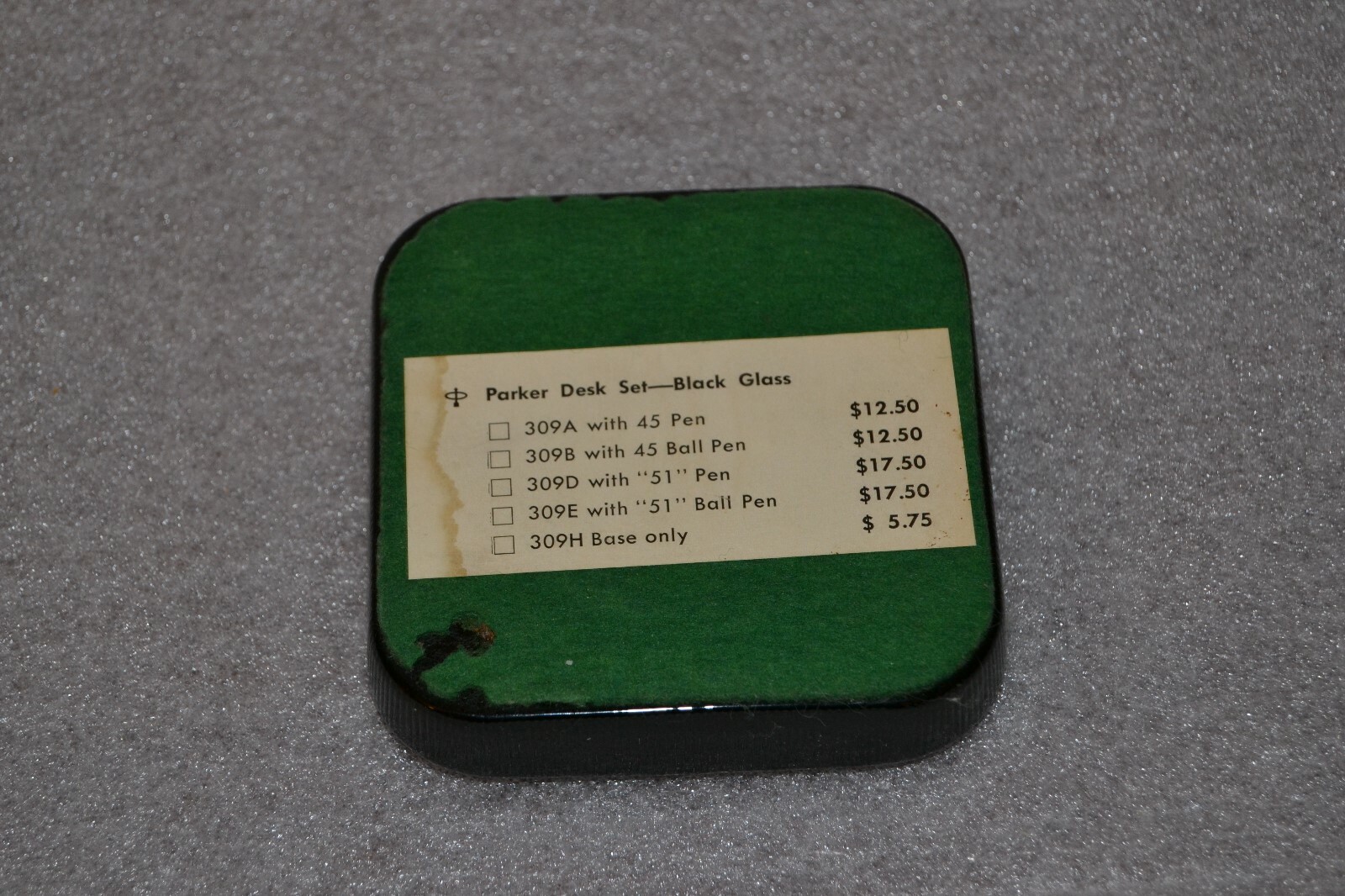 Vintage Parker Ebony Black Onyx Glass Desktop Founten Pen Holder ART Deco    t3