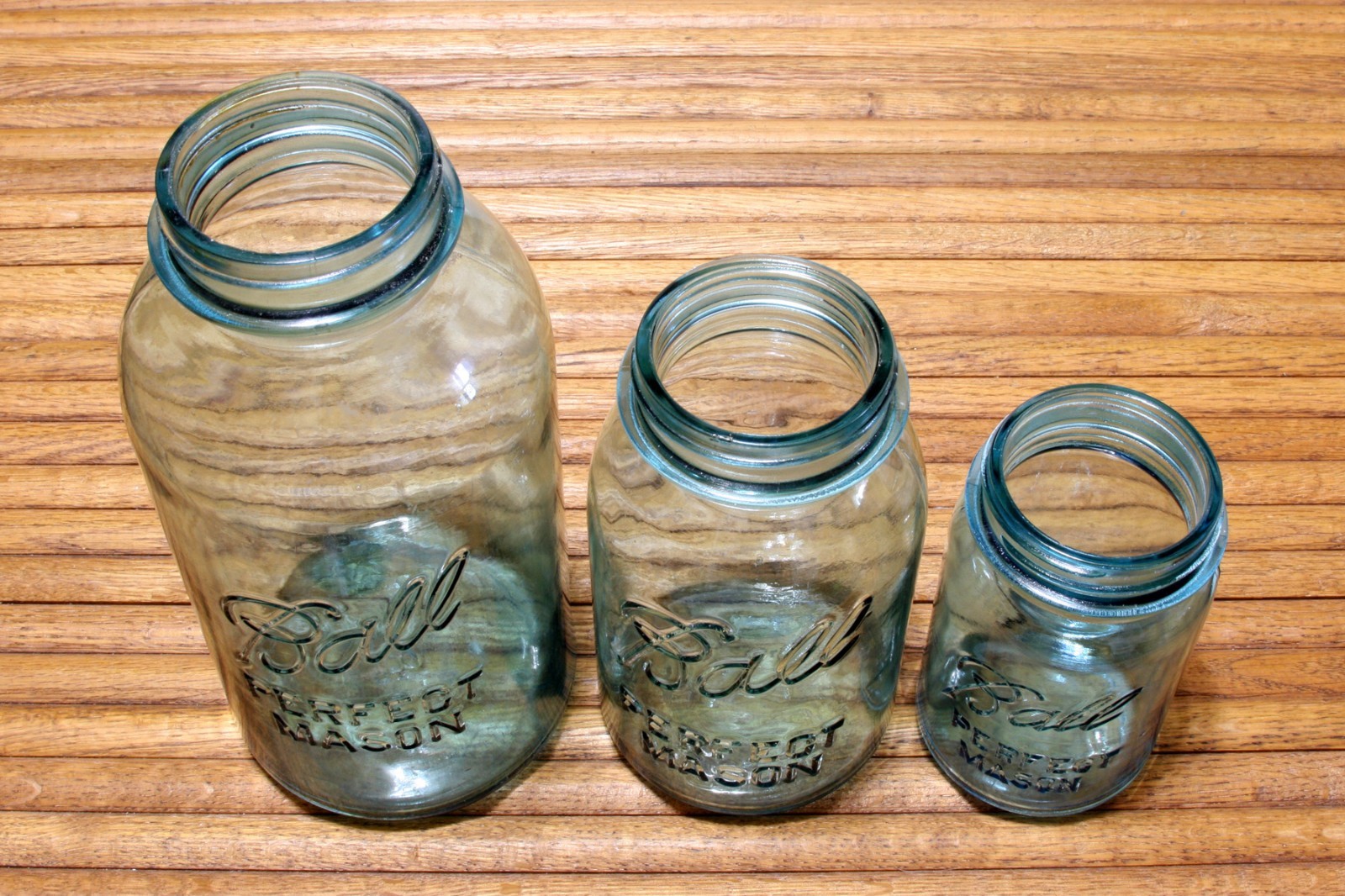 Vintage 1923-1933 Blue Ball Perfect Mason Jars 2Qt~1Qt~1Pt With Ball Zinc Lids