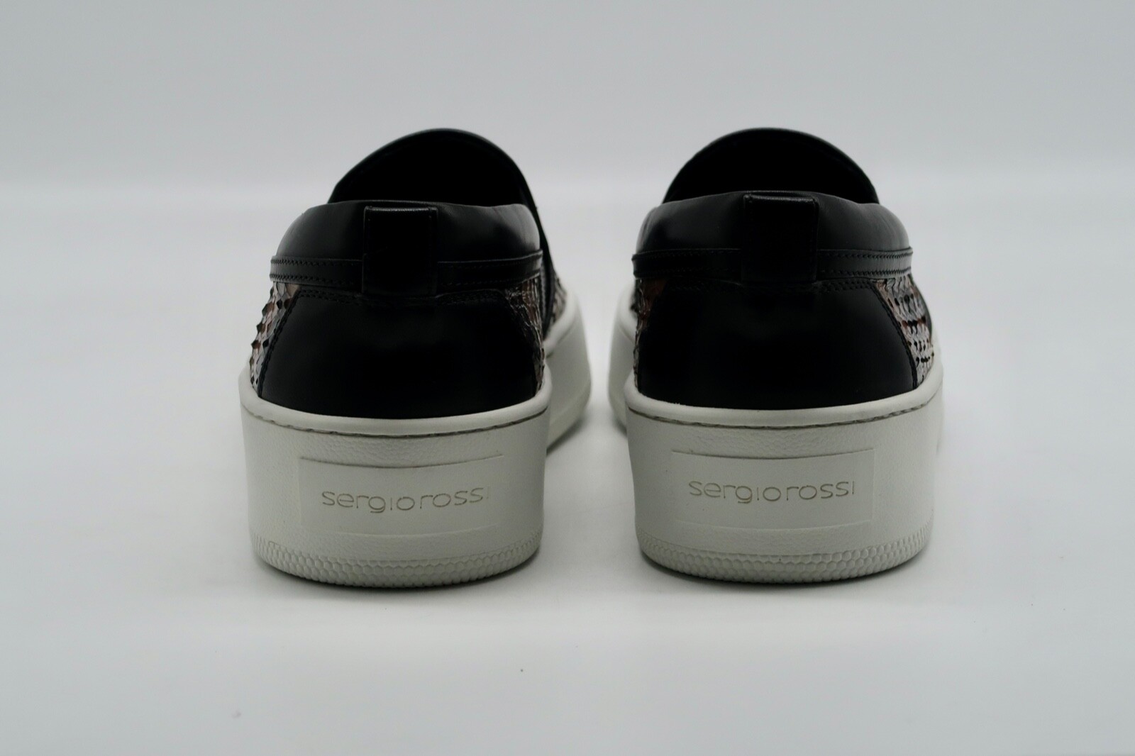 Pre-owned Sergio Rossi Leather Snakeskin Embossed Slip On Sneakers Women Size 36 Shoes In Multicolor