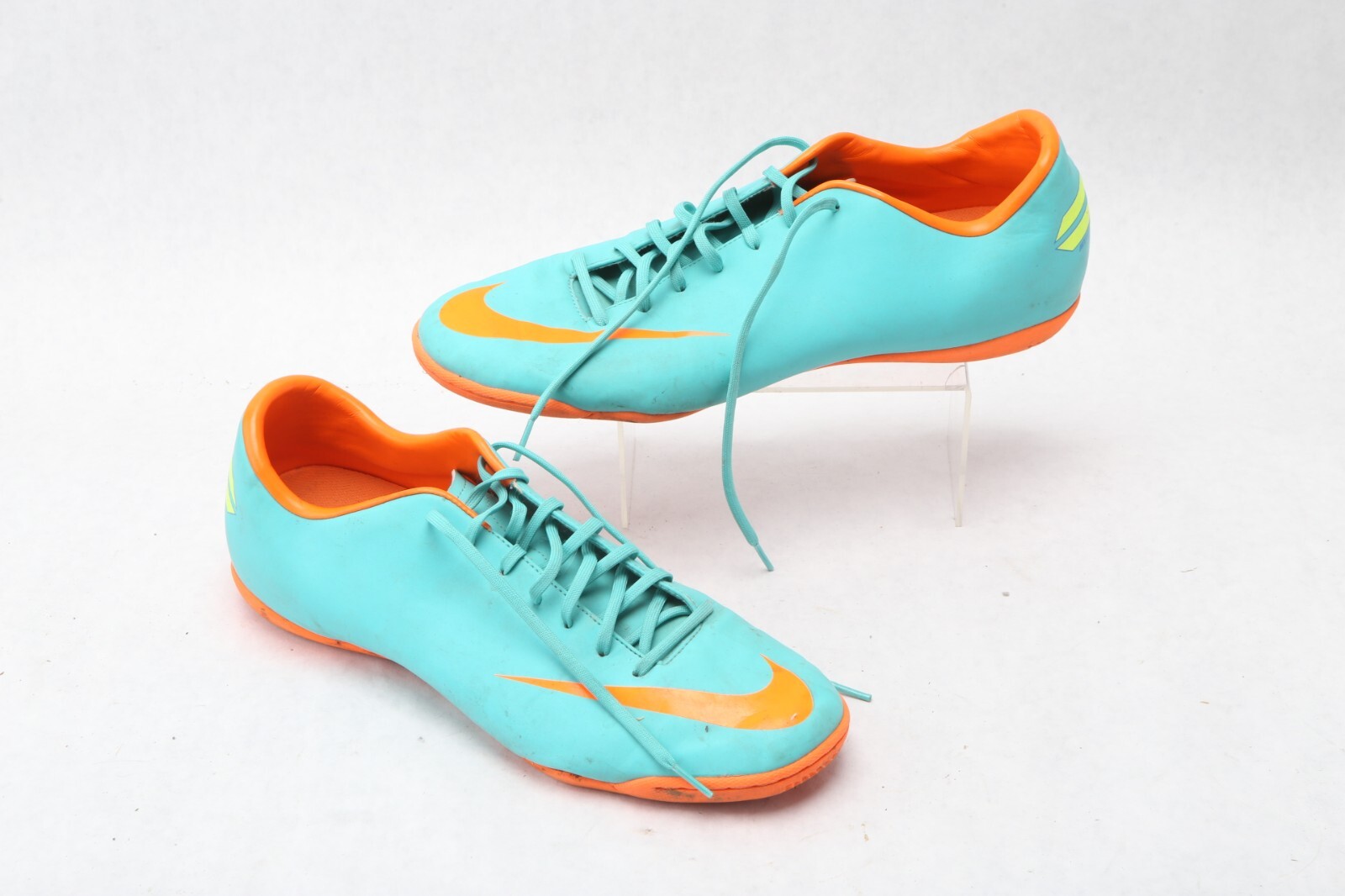 Nike Mercurial Teal Orange Soccer Indoor Sneaker Shoes Size