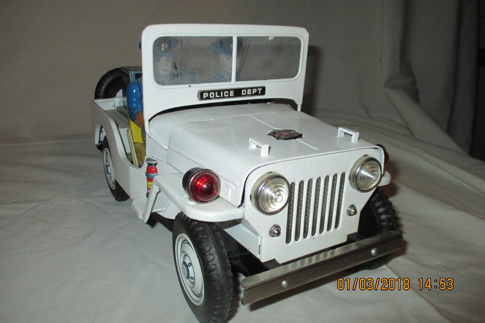 Vintage Japan Tin T.N Police Jeep Battery Operated - New In Box