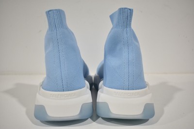 BALENCIAGA BALENCIAGA MENS SPEED 2.0 SOCK BLUE WHITE HIGH TOP KNIT TRAINER SNEAKER 44 11