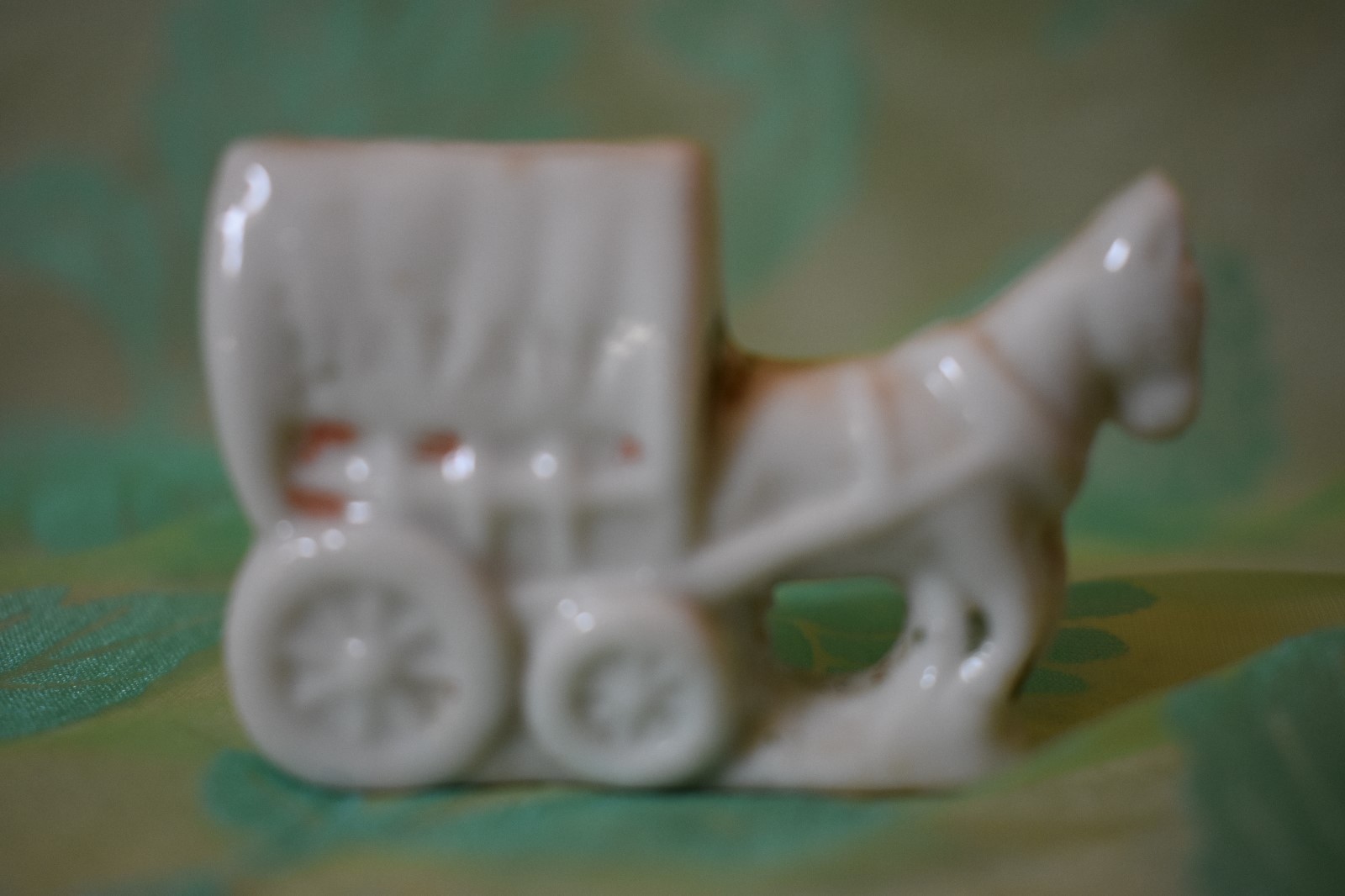 Horse and Covered Wagon Mini Toothpick holder Japan Marked over 1 inch tall