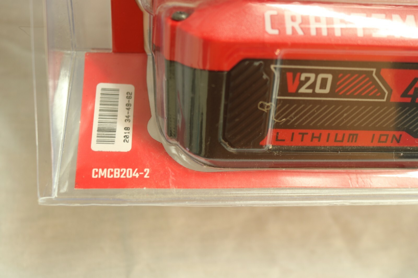 2 PACK CRAFTSMAN 4.0AH 20V LITHIUM ION BATTERY PACK  MODEL CMCB204-2