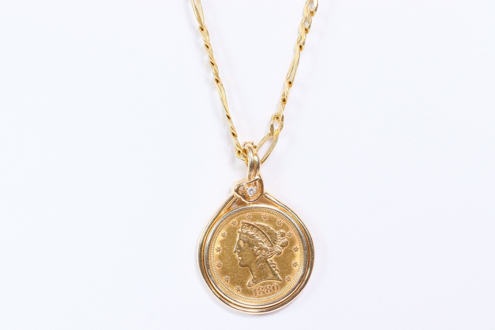 Indian coin ペンダント18金 Japan gold 18k 金コインペンダント インディアン金貨 2.5ドル アメリカ 18金伏