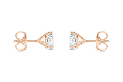 Pre-owned Shine Brite With A Diamond 5 Ct Round Earrings Studs Solid 14k Rose Gold Brilliant Cut Push Back Martini In White/colorless