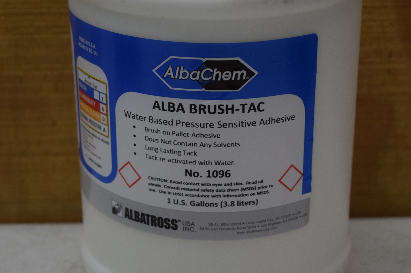 Gallon AlbaChem Alba Brush Tac Water Based Pressure Sensitive Pallet Adhesive