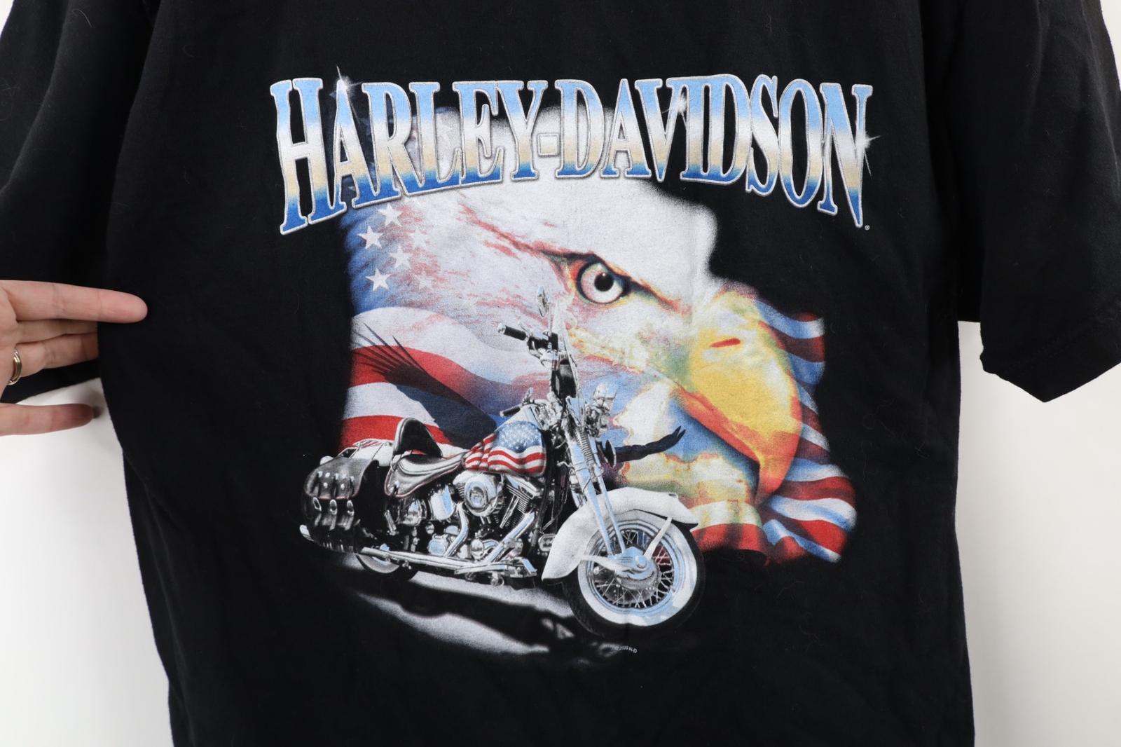 Vintage Y2K 2005 Harley Davidson Mens Large Fire Flames Eagle Motorcycle T-Shirt