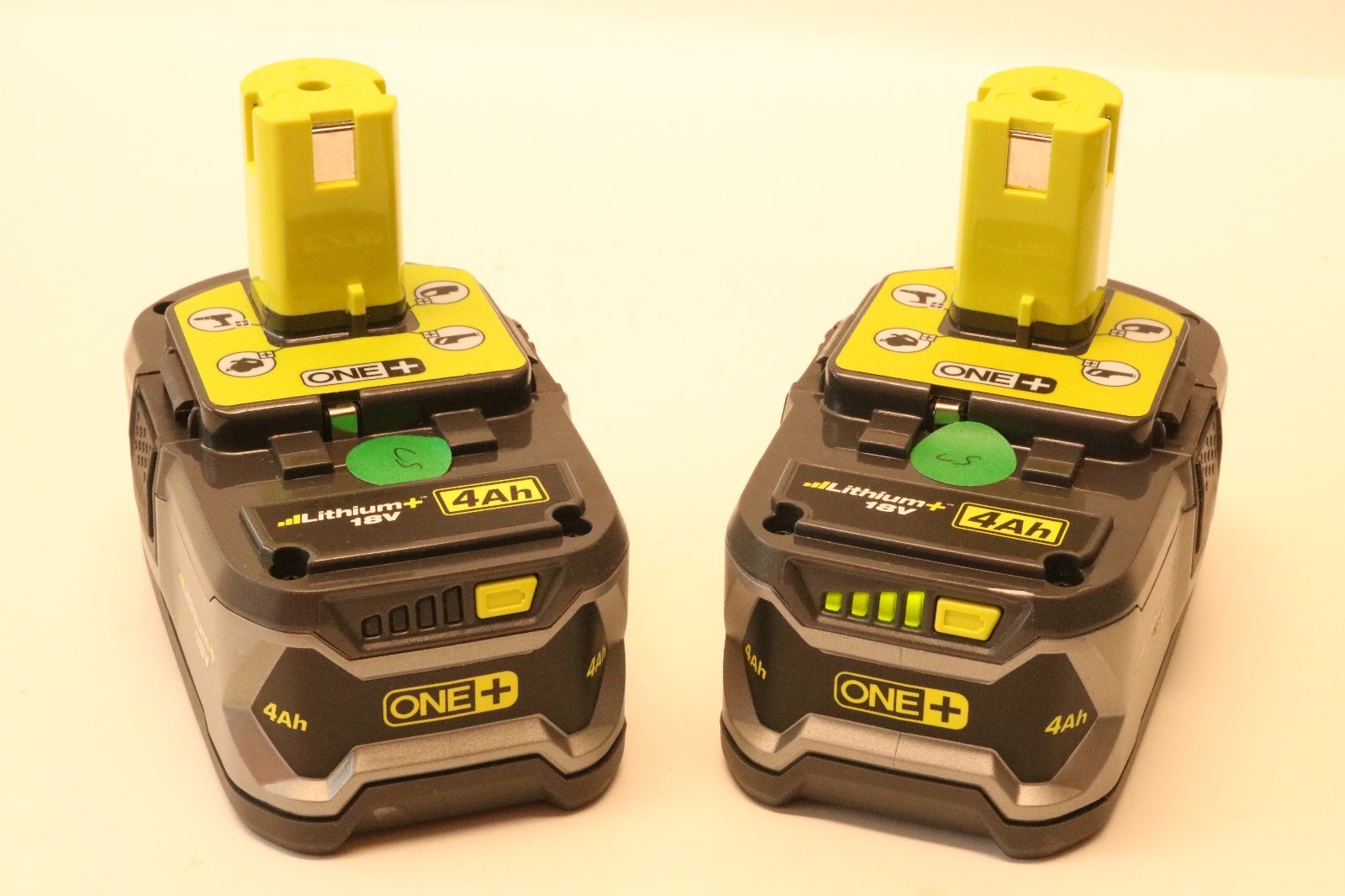 TWO - RYOBI P108 18v ONE+ 4AH HIGH CAPACITY LITHIUM ION BATTERY - REFURBISHED