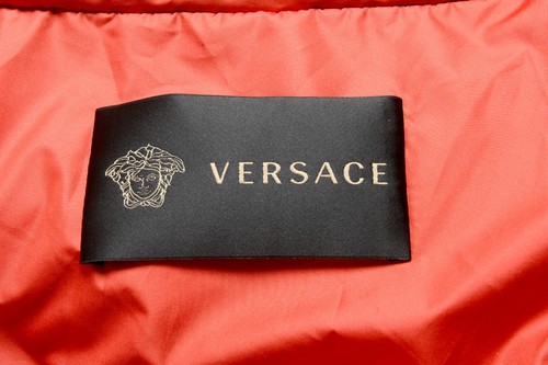 Pre-owned Versace Men's Red Logo Full Zip Sleeveless Parka Vest Sz S M L Xl 2xl