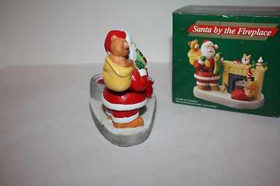 Santa by Fireplace Candle Holder