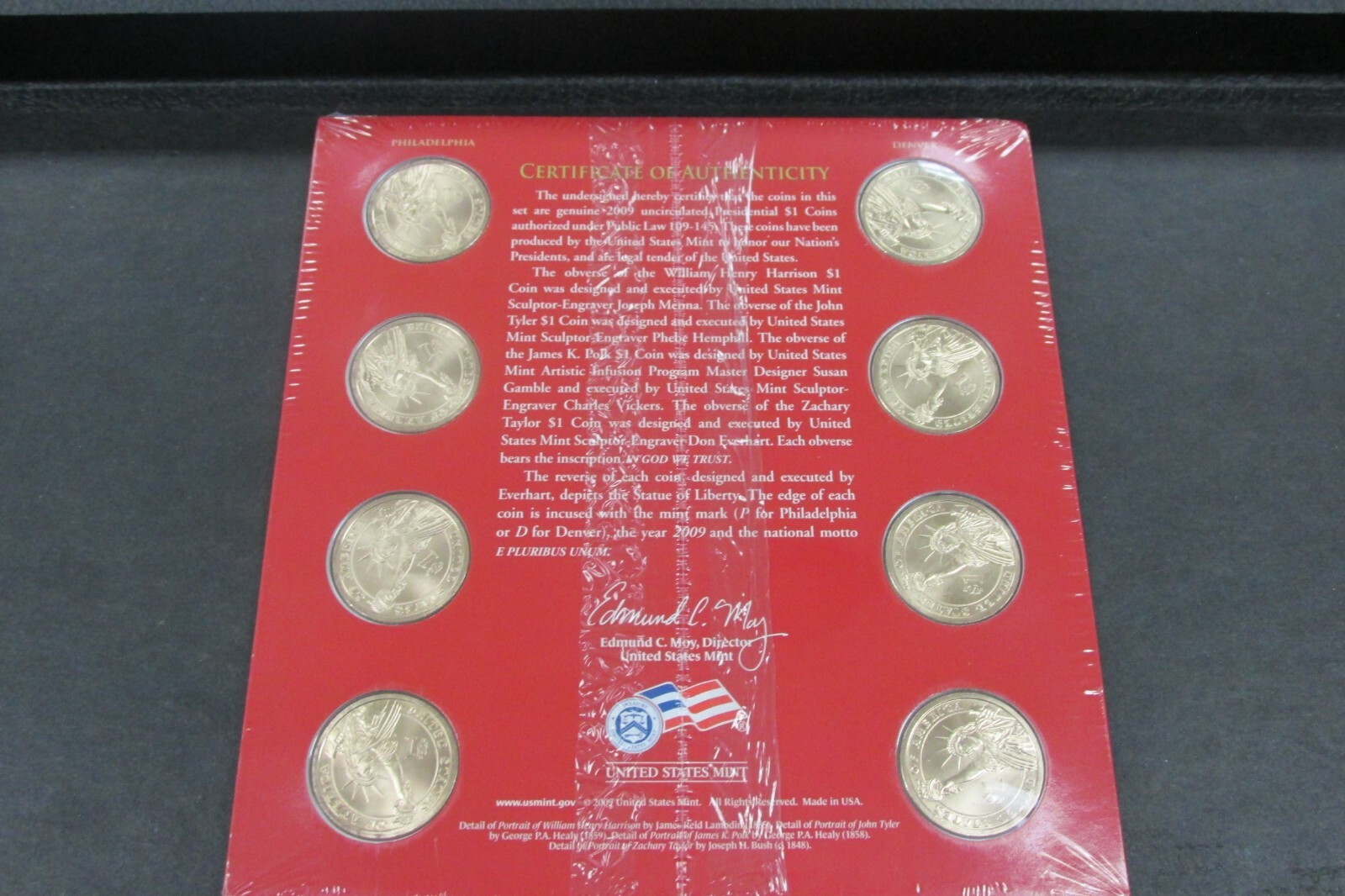 2009 Presidential $1 Uncirculated SEALED Set 8 Golden BU Dollars US Mint P&D