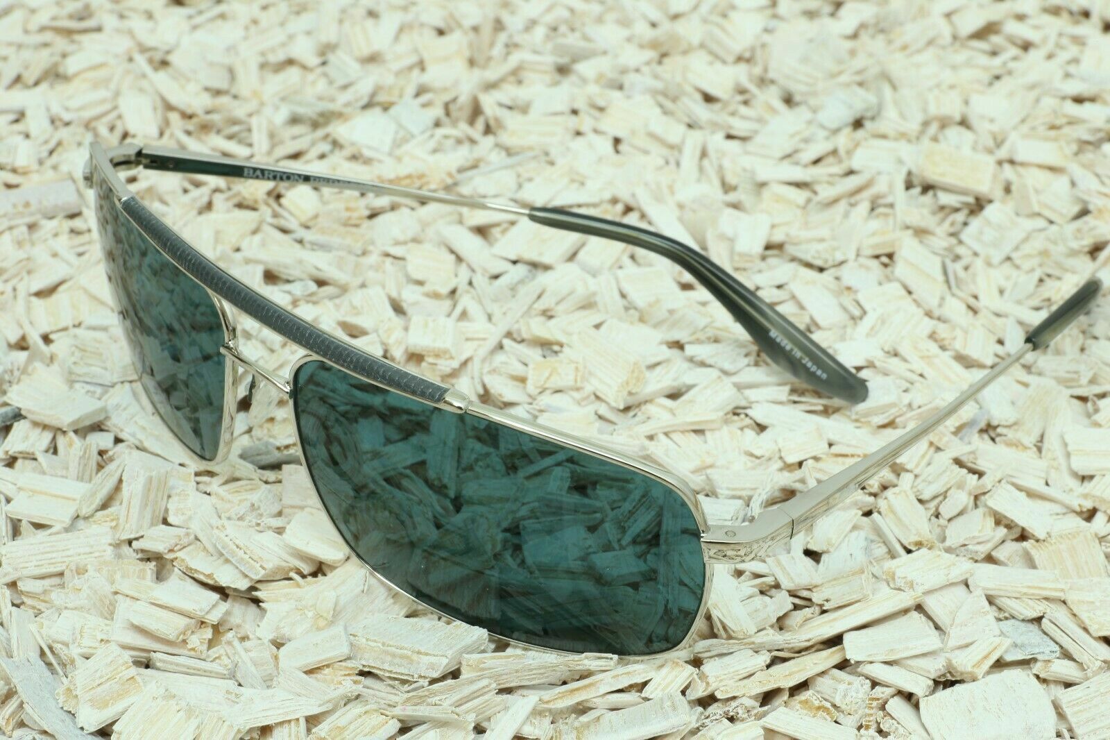 Pre-owned Barton Perreira Authentic  Sunglasses Noble 64 Men Titanium Silver Slate Snake In Neptune Polarized [nep]