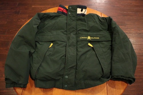 TOMMY HILFIGER Leather Switch Stadium Jacket, Large, Wool, Black