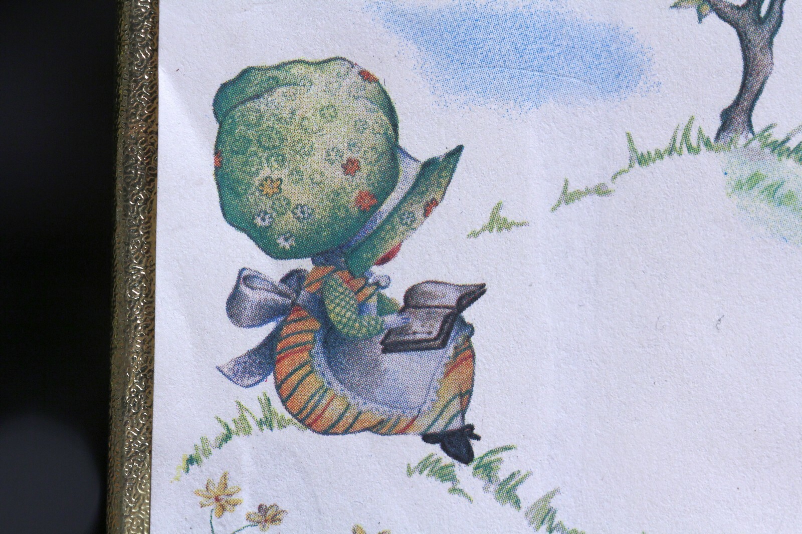 Antioch Bookplates Bonnet Girl Holly Hobbie 41 bookplates labels vintage EUC
