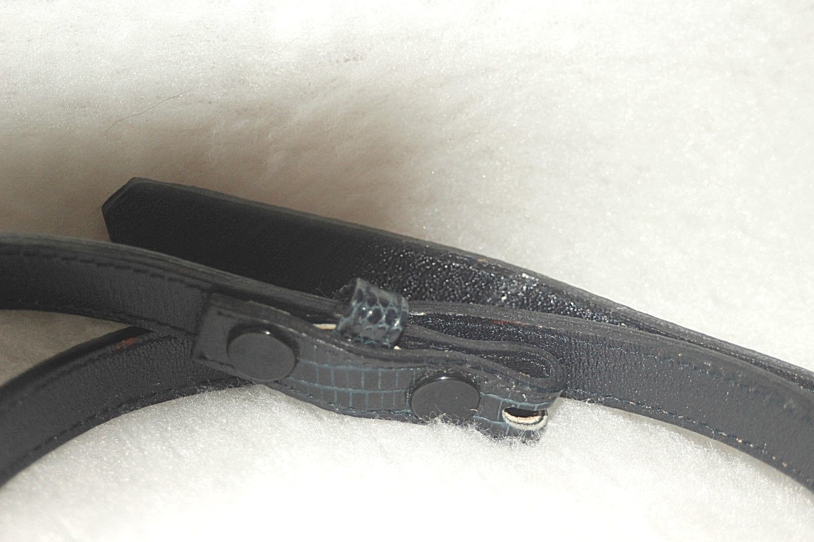 ALEXIS KIRK ~ VINTAGE ))) NEW )))  Black Genuine Reptile Thin Belt Strap