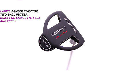 AGXGOLF VECTOR SERIES 2-BALL PUTTER: LADIES RIGHT HAND wCOVE