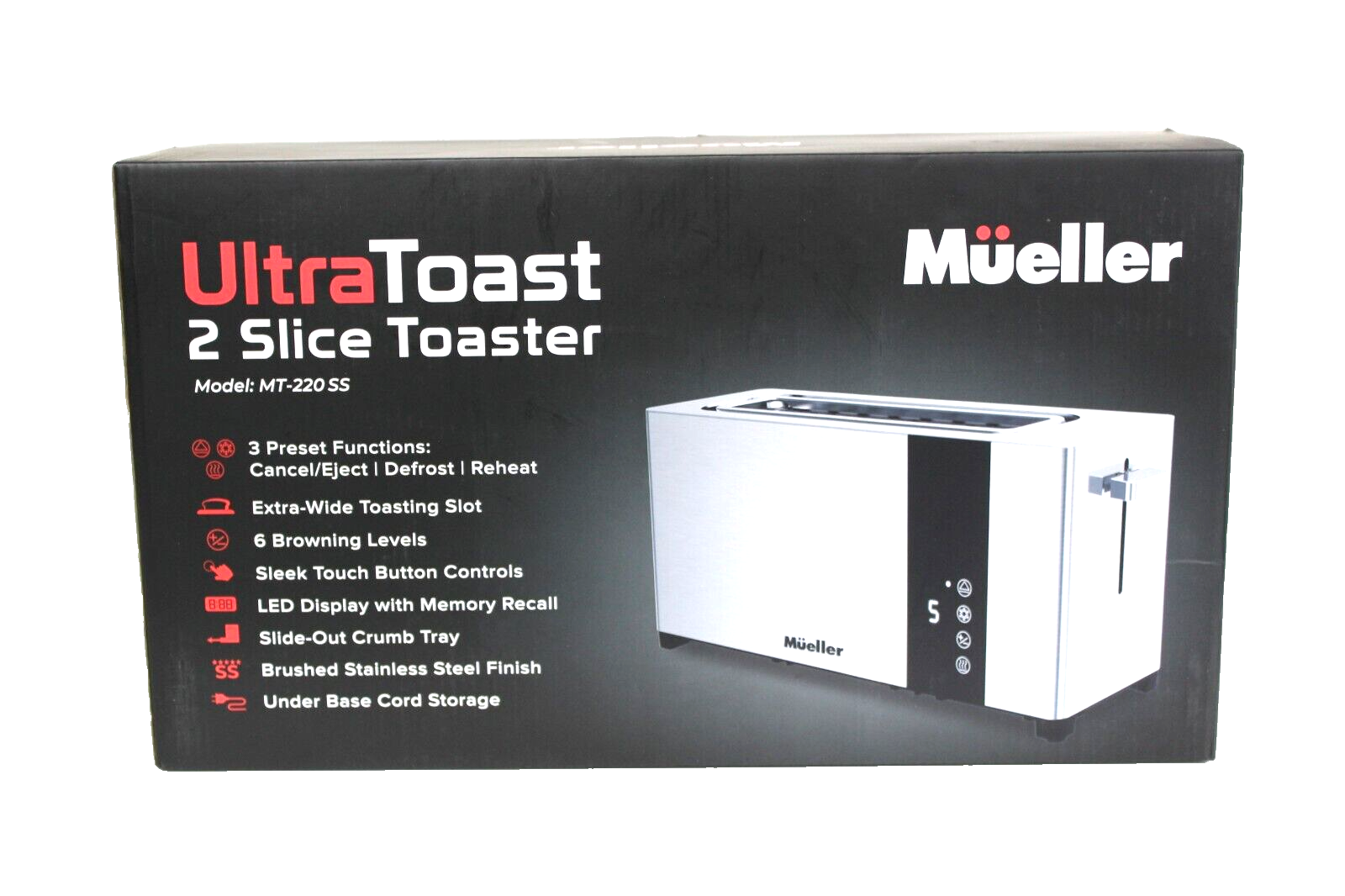 Extra Long Slot 2 Slice Toaster