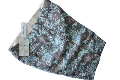 Tommy Bahama Shorts Wave Floral Boardwalk Fog Grey Flat New 34 Waist